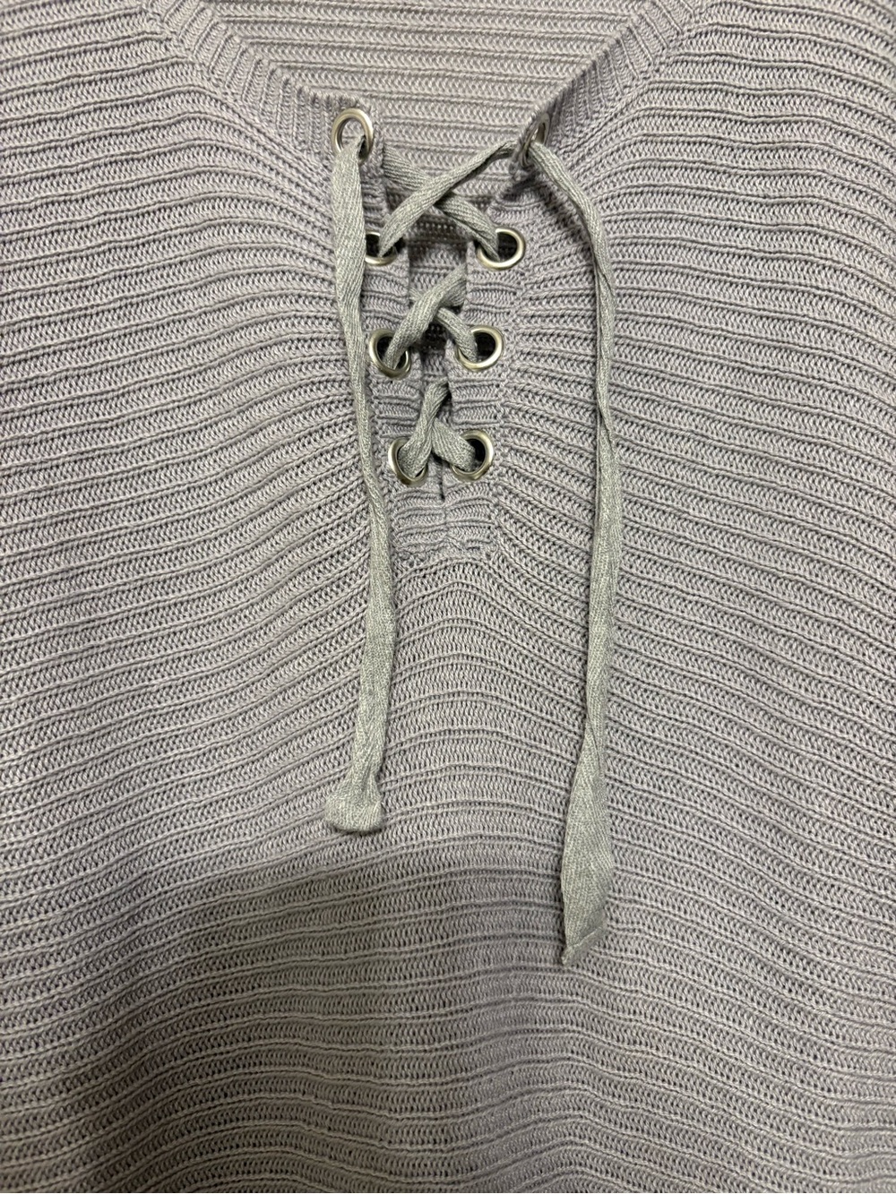WHBM Light Gray Ribbed Knit Top - Picture 2 of 10